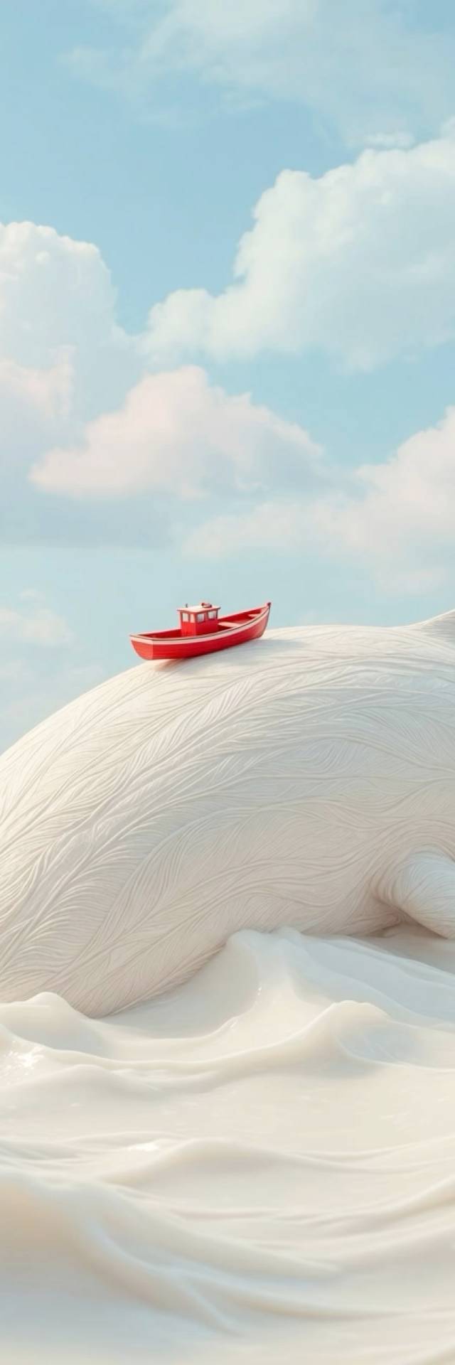 Red Boat on Clouds wallpaper artwork