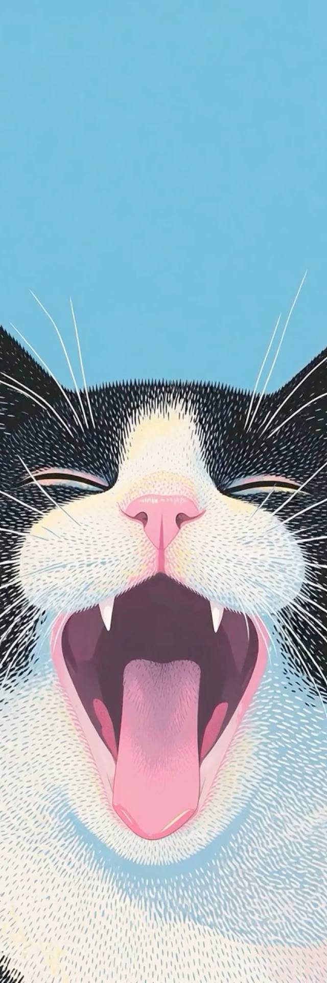 Tuxedo Cat Yawn wallpaper artwork
