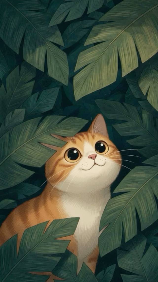 Cat in the Canopy wallpaper artwork